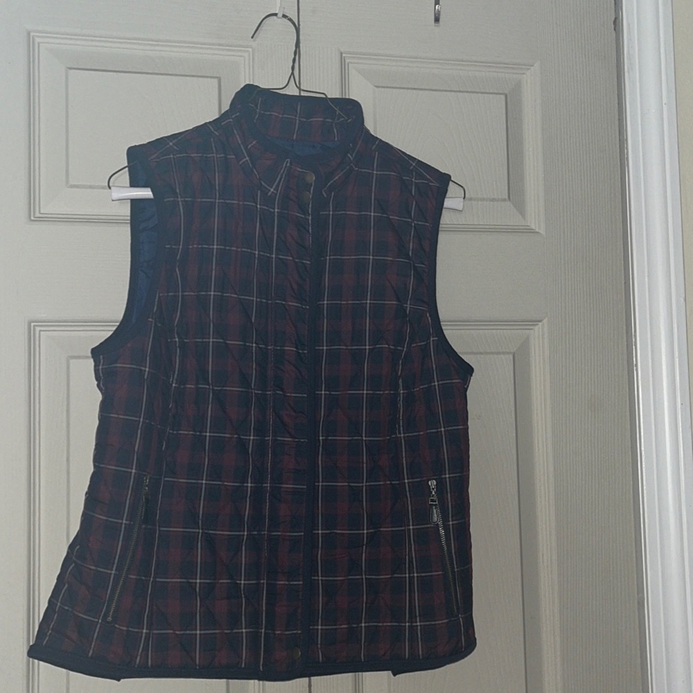 Talbots Plaid Puffer Vest size Small